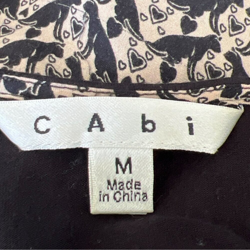 VINTAGE CABI Cat Love Sleeveless Drape Front Blouse Brown Black Sz M #829 EUC - Picture 5 of 6
